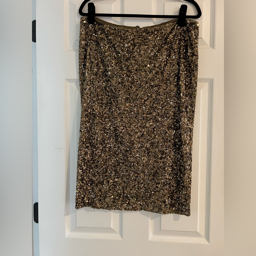 Lafayette 148 gold sequin skirt size 12